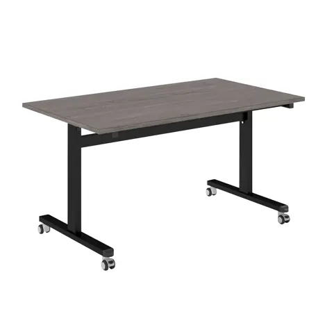 Pro Flip Rectangular Table - W1400 x D800 x H725mm - Black Legs - Grey Oak